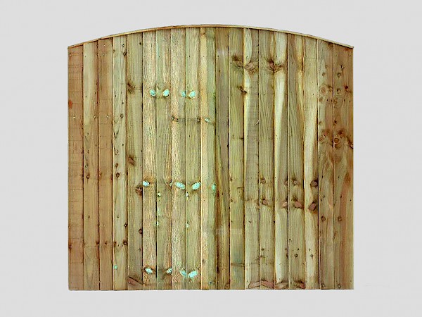 Curved Feather Edge Vertical Tanalized Green Panels - Front of Panel