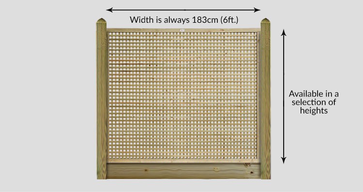 Pennine Elite Square Privacy Lattice Fence Panel - Measurements