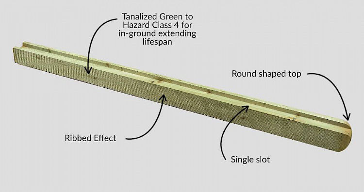 U Ribbed Round Top Tanalized Green Post - Description