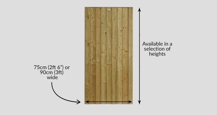 Flat Pennine Elite T&G Garden Gate - Measurements