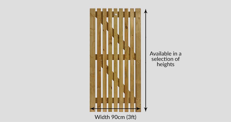 Pennine Flat Picket Gate - Measurements