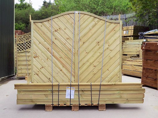 Continental panels and posts on a pallet ready for courier delivery